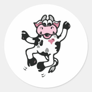 Sticker Rond Bonne vache dansante