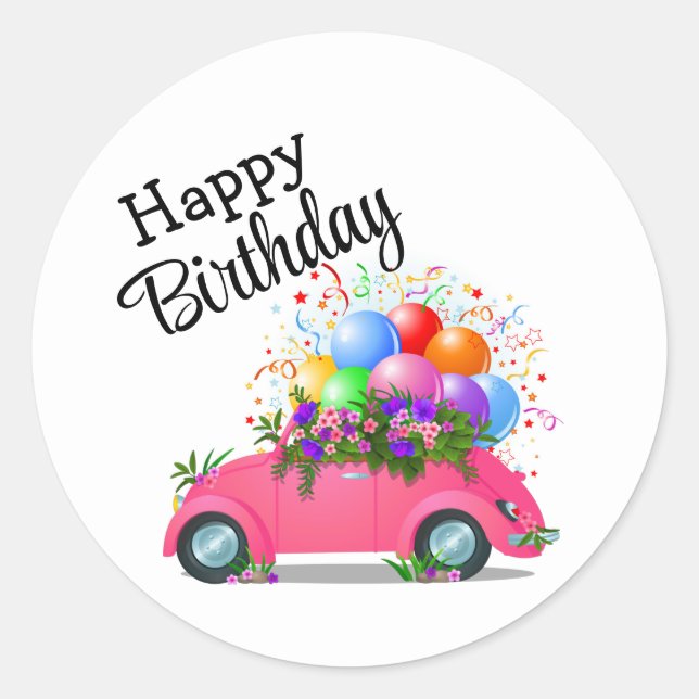Sticker Rond Bonne voiture d'anniversaire (Devant)