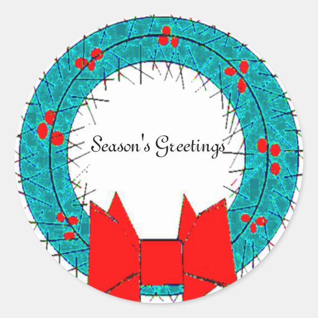 Sticker Rond Bonnes Fêtes Wreath (Devant)