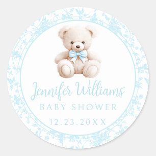 Sticker Rond Bonnets de douche pour bébé ours en peluche bleu c