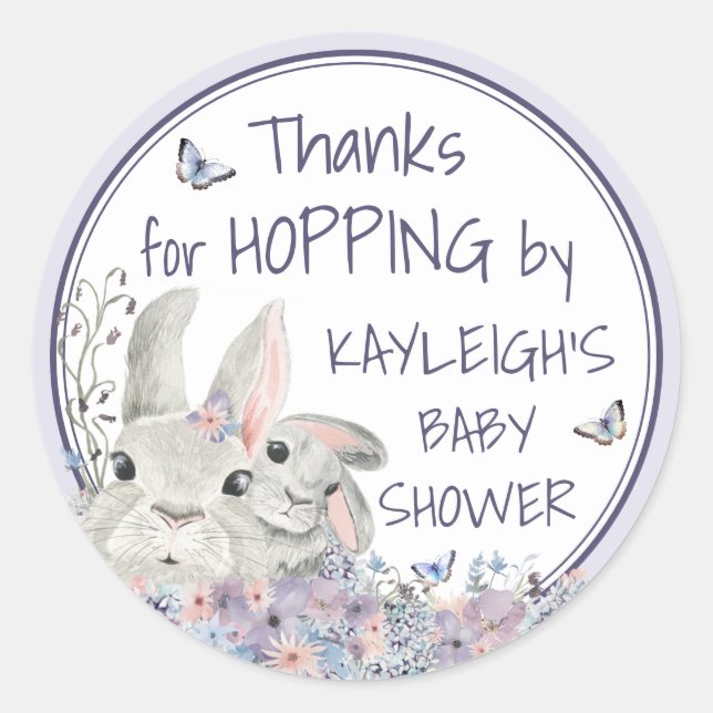 Sticker Rond Bonnets mignonnes de bois pourpre Baby shower Merc (Devant)