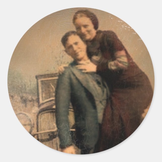 Sticker Rond Bonnie et Clyde (Devant)