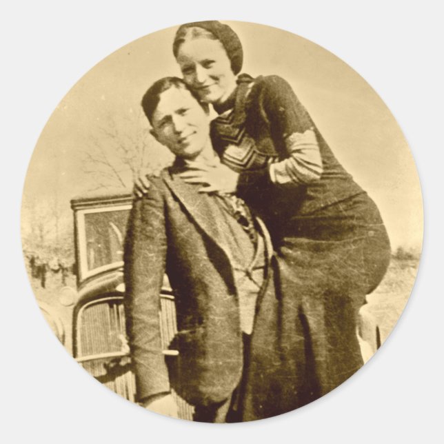 Sticker Rond Bonnie et Clyde - La bande de Barrow (Devant)