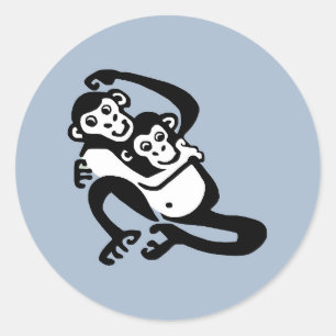 Sticker Rond BONOBO-Chimpanzé - Faune - Écologie - bleu