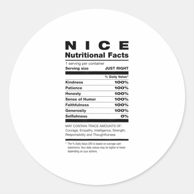 Sticker Rond Bons faits nutritionnels Ingrédients Chri (Devant)