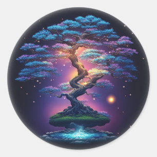 Sticker Rond Bonsai arbre aux éléments lumineux et enchanteurs
