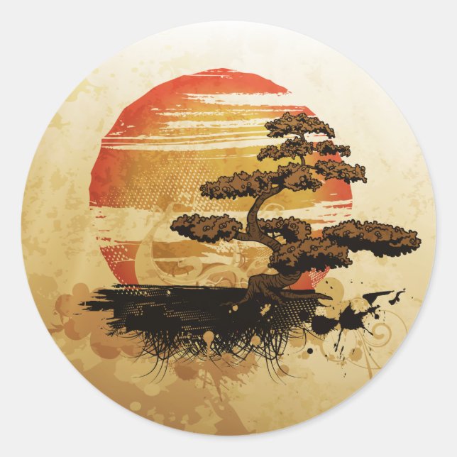 Sticker Rond Bonsaïs au soleil (Devant)