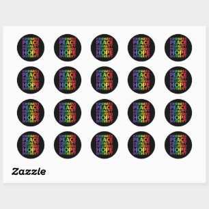 Sticker Rond Bonté Paix Égalité Amour Inclusion Espoir LGBT