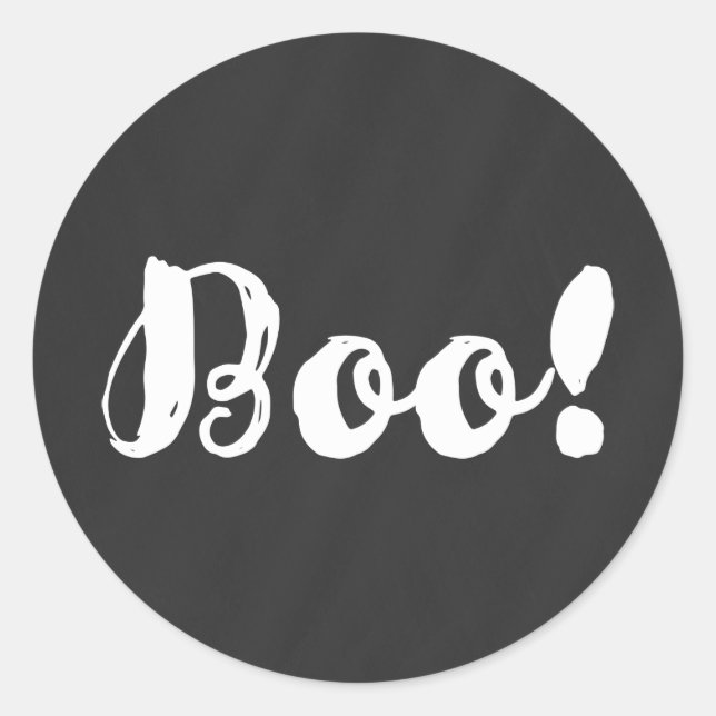 Sticker Rond BOO blanc ! Chalk Chalkboard Halloween Party Favor (Devant)
