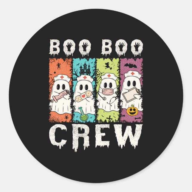 Sticker Rond Boo Boo Crew Infirmière d'Halloween (Devant)