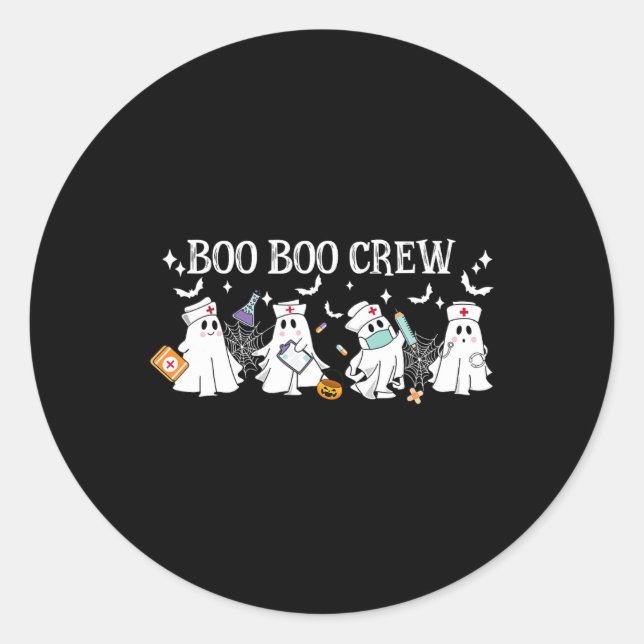 Sticker Rond Boo Boo Crew Nurw Ghost Funny Halloween (Devant)