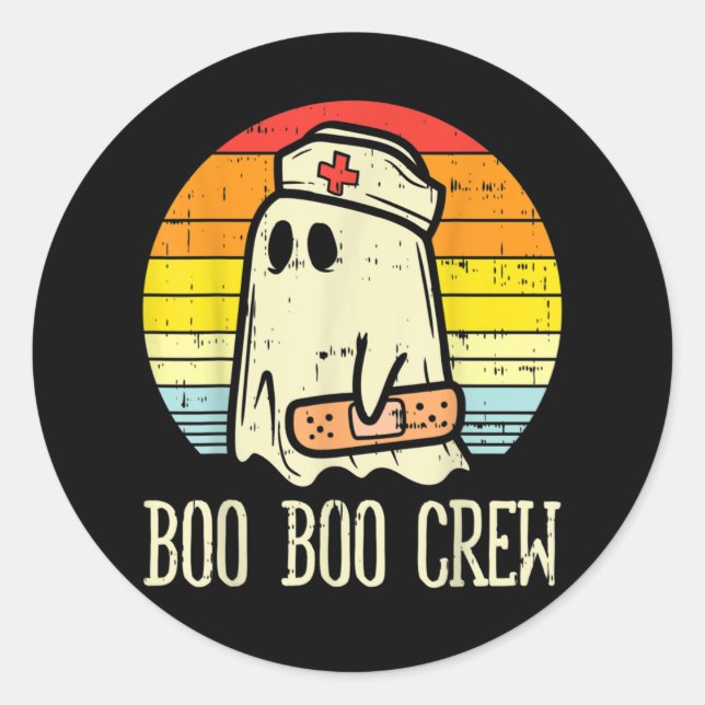 Sticker Rond Boo Boo Équipement Infirmière Halloween Pour Infir (Devant)