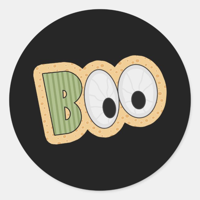 Sticker Rond BOO Eyeballs Halloween Art (Devant)