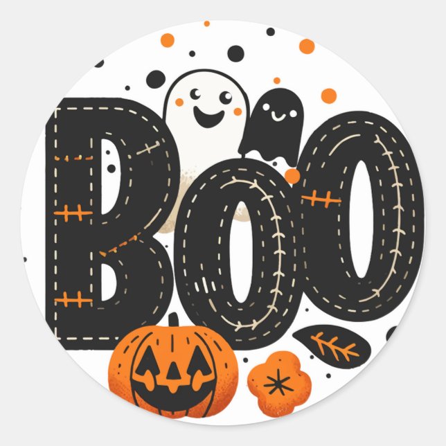 Sticker Rond BOO Frankenstein Stitch Halloween Party (Devant)