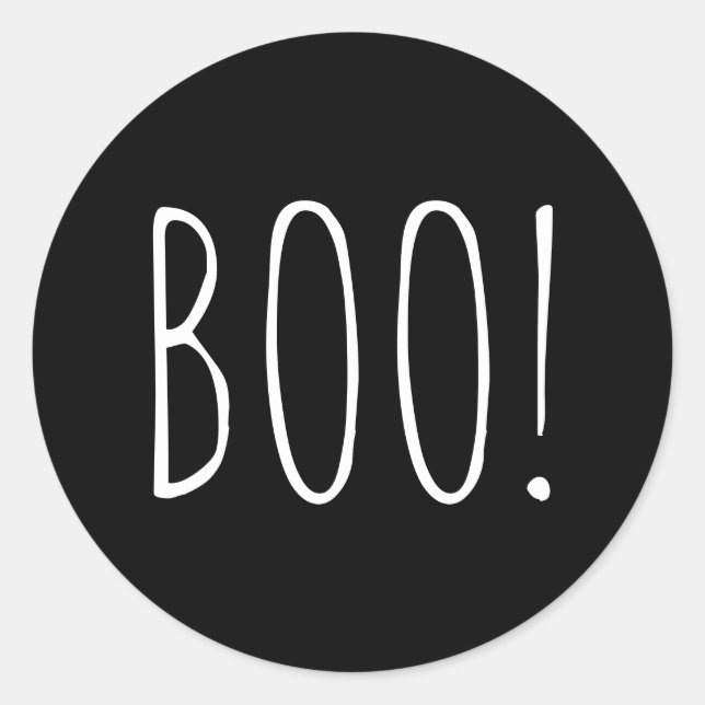 Sticker Rond Boo Halloween | Typographie noire pour la partie É (Devant)