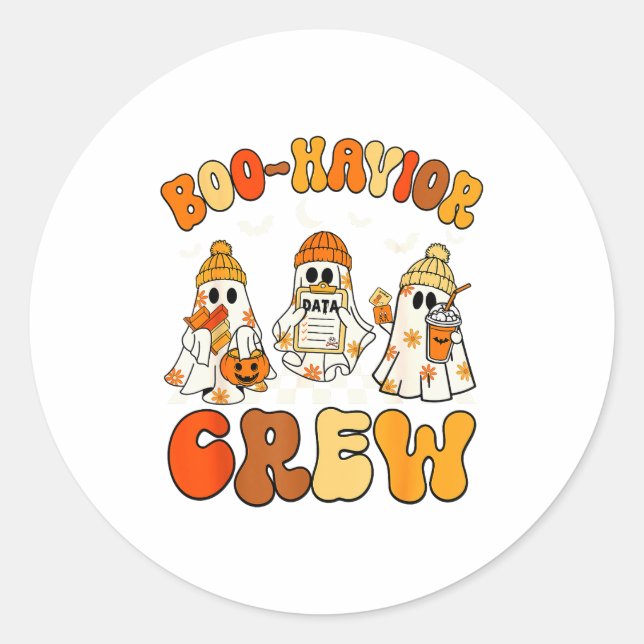 Sticker Rond Boo-havior Crew Behavior Yst Halloween Aba  (Devant)