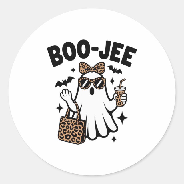 Sticker Rond BOO-JEE Ghost – Stylish Halloween Diva Design (Devant)