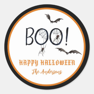 Sticker Rond BOO Joyeux Halloween Traitement