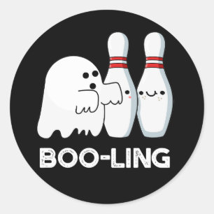 Sticker Rond Boo-ling Drôle Halloween Bowling Ghost Pun Dark BG