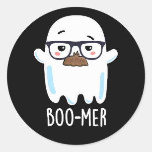 Sticker Rond Boo-mer Funny Moyen Age Ghost Pun Dark BG
