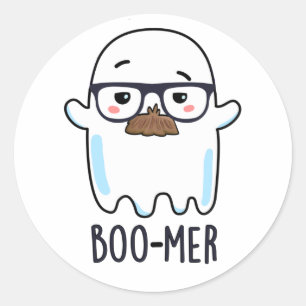Sticker Rond Boo-mer Funny Moyenne Age Ghost Pun
