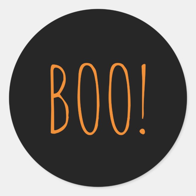 Sticker Rond Boo noir orange éffrayant typographie fun Hallowee (Devant)