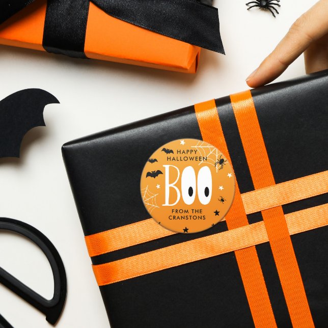 Sticker Rond Boo Orange Happy Halloween (Créateur téléchargé)