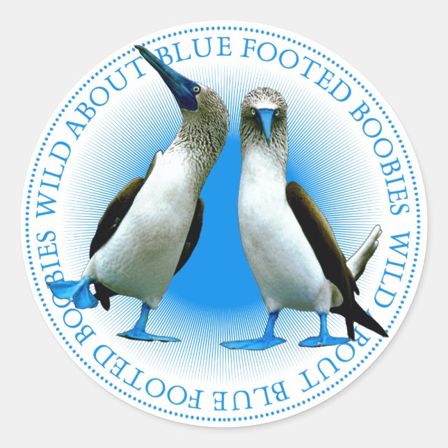 Sticker Rond Boobies aux pieds bleus (Devant)