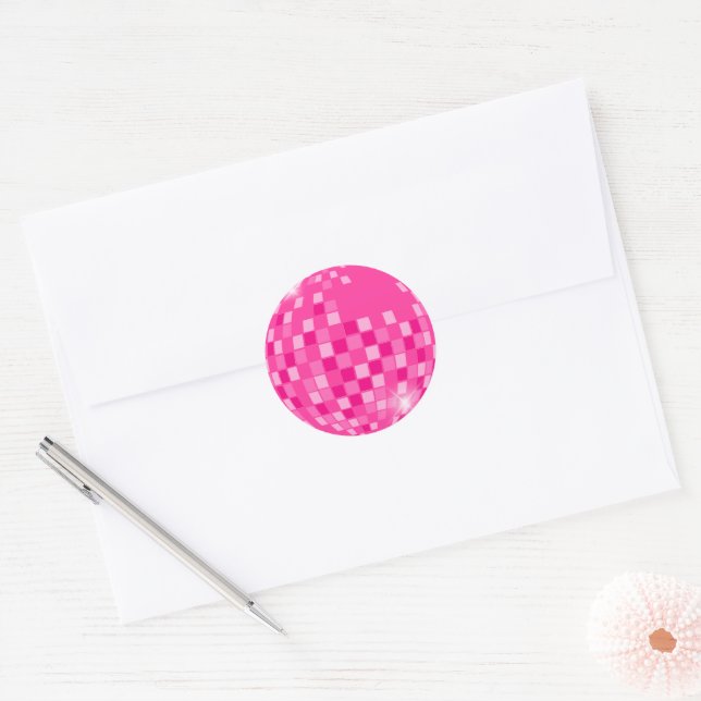 Sticker Rond Boogie Disco Rose Hot (Enveloppe)