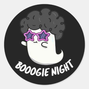 Sticker Rond Boogie Night Funny Halloween Ghost Pun Dark BG