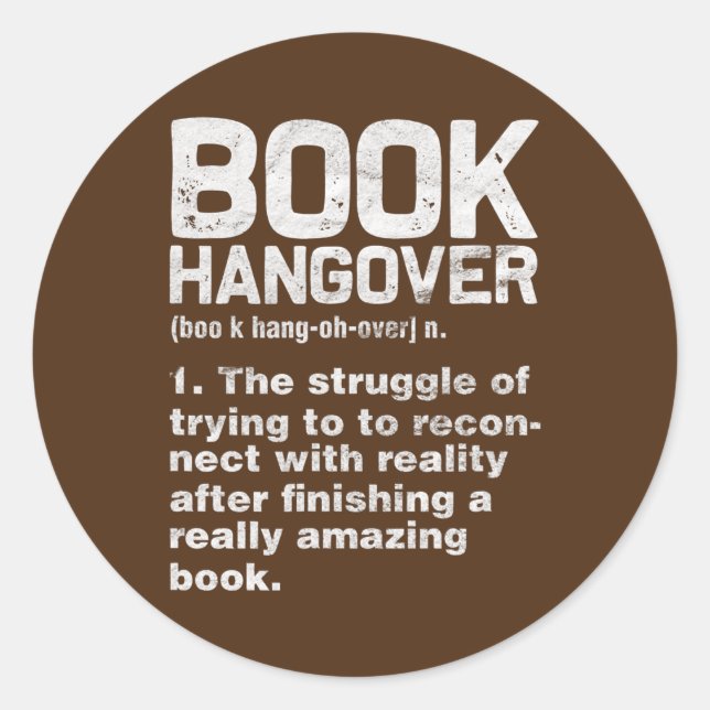 Sticker Rond Book Hangover Définition Reading Reader Bookworm (Devant)