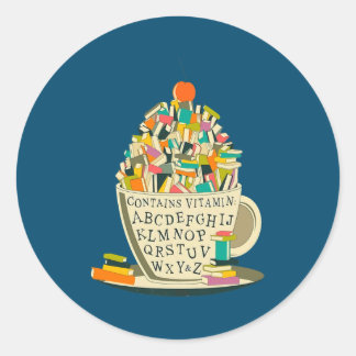 Sticker Rond Book Lover Reading Mug Cute Teacher Librarian 
