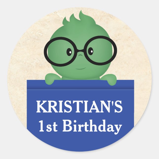Sticker Rond Bookworm Birthday (Devant)