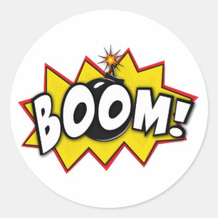 Sticker Rond Boom Superhero Comic Action Mots