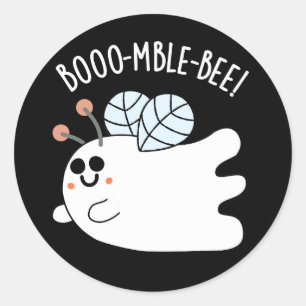 Sticker Rond Boomble Bee Funny Ghost Bee Pun Dark BG