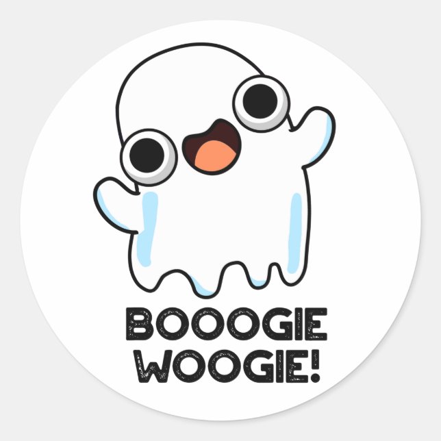Sticker Rond Booogie Woogie Funky Music Ghost Pun (Devant)
