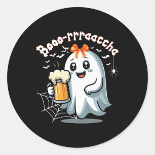 Sticker Rond Boorachas Funny Halloween Fantôme Boire Margarita