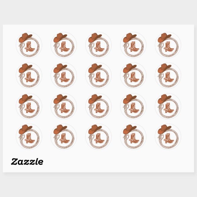 Sticker Rond Boot Boho Cowboy Ouest (Feuille)