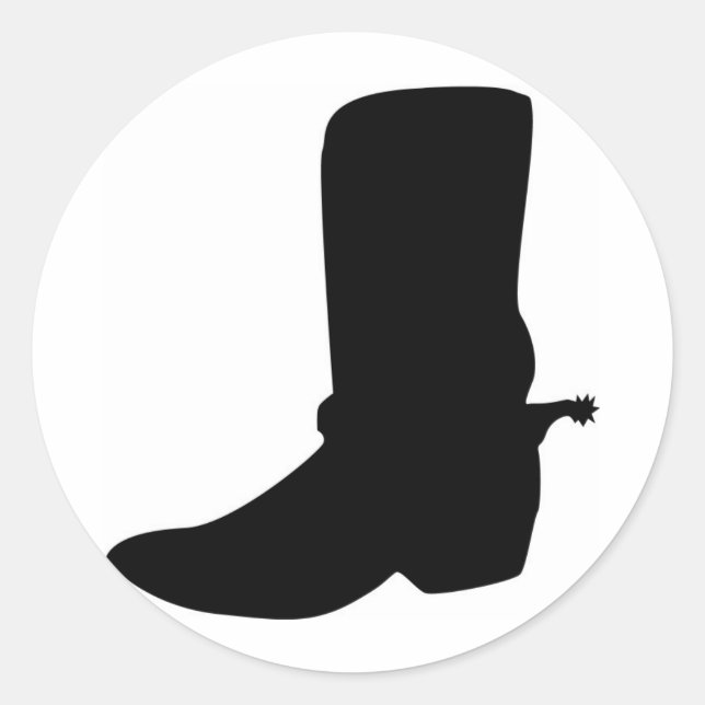 Sticker Rond Boot cowboy noir avec éperons (Devant)