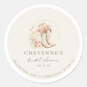 Sticker Rond Boots et Brunch Western Floral Réception de Mariag