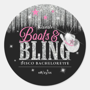 Sticker Rond Boots 'n Bling Disco Bachelorette ID925