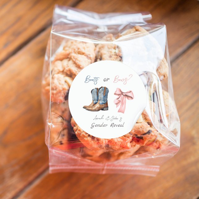 Sticker Rond Boots ou Bows Blue Rose Genre Revevela Party (Créateur téléchargé)