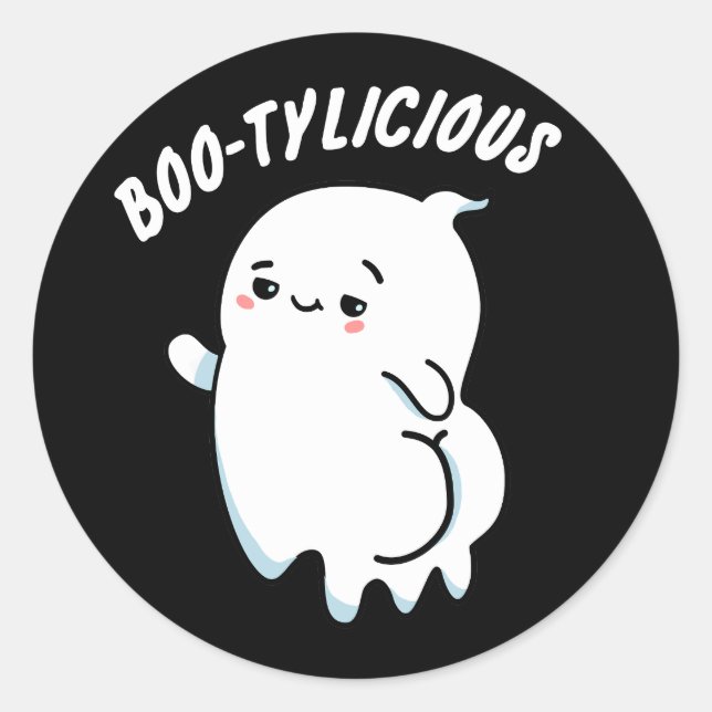 Sticker Rond Bootylicious Funny Ghost Pun (Devant)