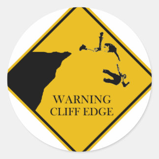 Sticker Rond bord de la falaise d'avertissement