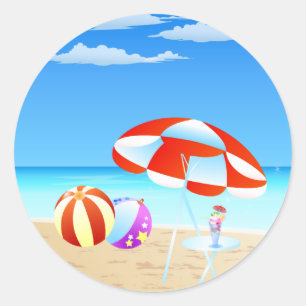 Sticker Rond Bord de la mer d'été