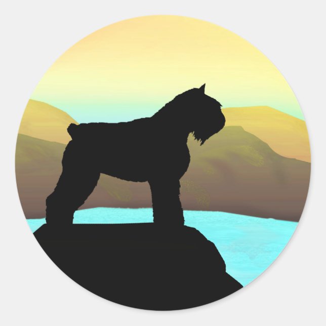 Sticker Rond Bord de mer Bouvier des Flandres (Devant)