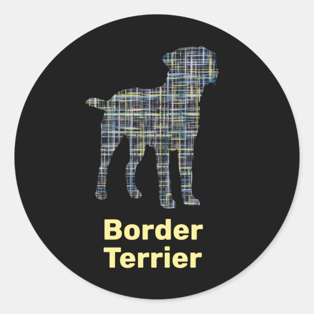 Sticker Rond Bordure Chien Terrier Jaune et ligne noire (Devant)