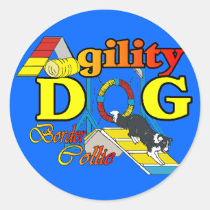 Sticker Rond Bordure Collie Cadeaux d'agilité