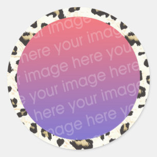 Sticker Rond bordure du cadre photo empreinte de léopard