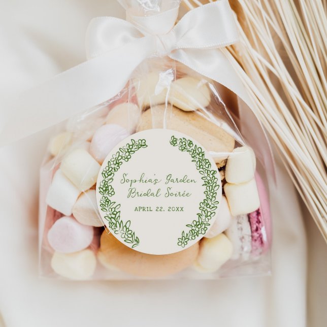 Sticker Rond Bordure florale verte dessinée à la main (Créateur téléchargé)